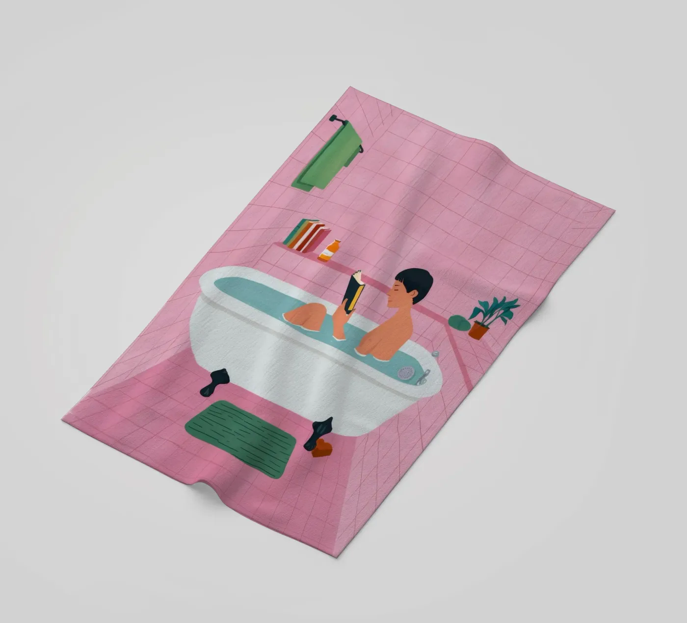 Bubble Bath Reading Strandtuch von Pan Denim