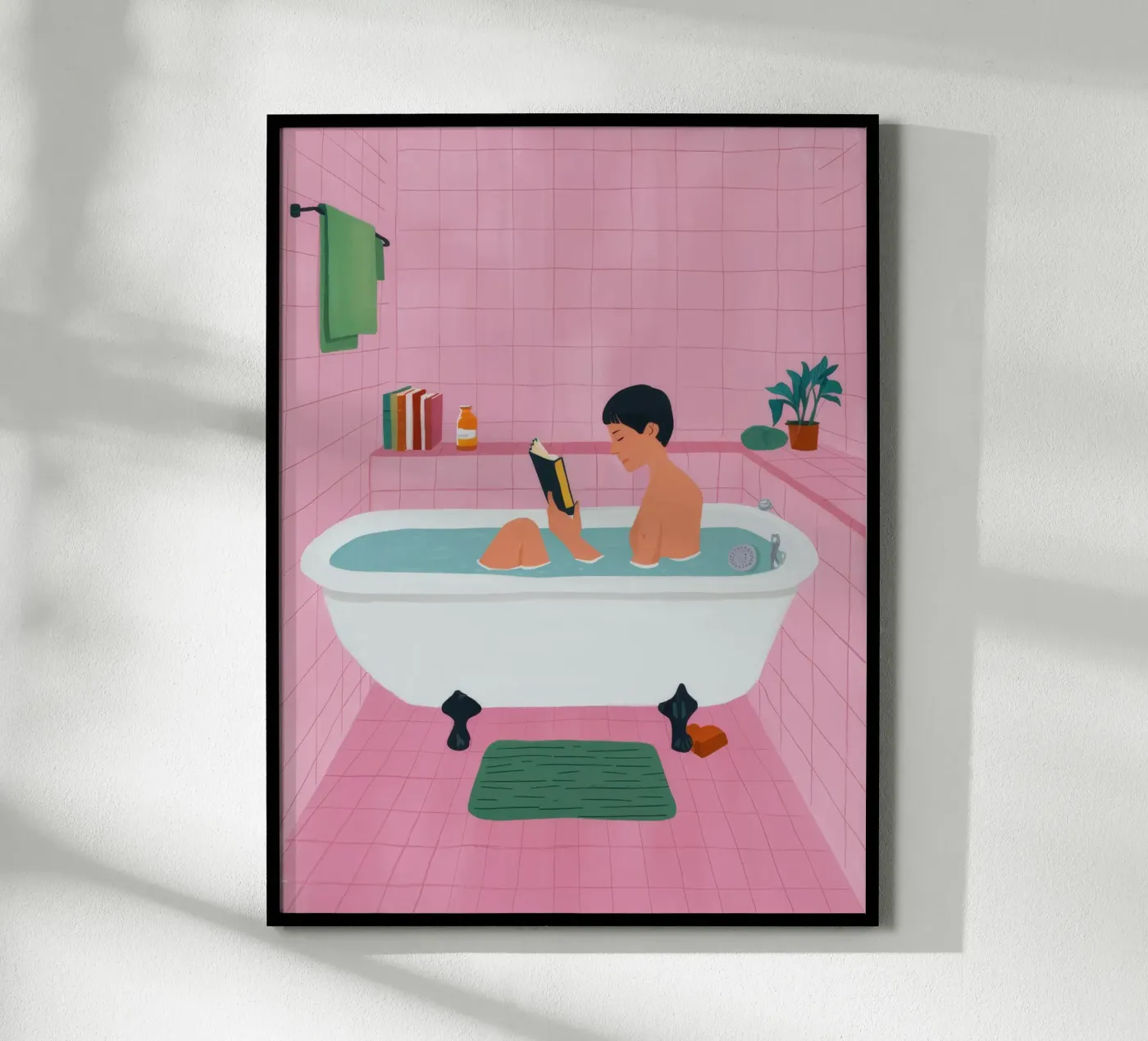 Bubble Bath Reading poster van Pan Denim