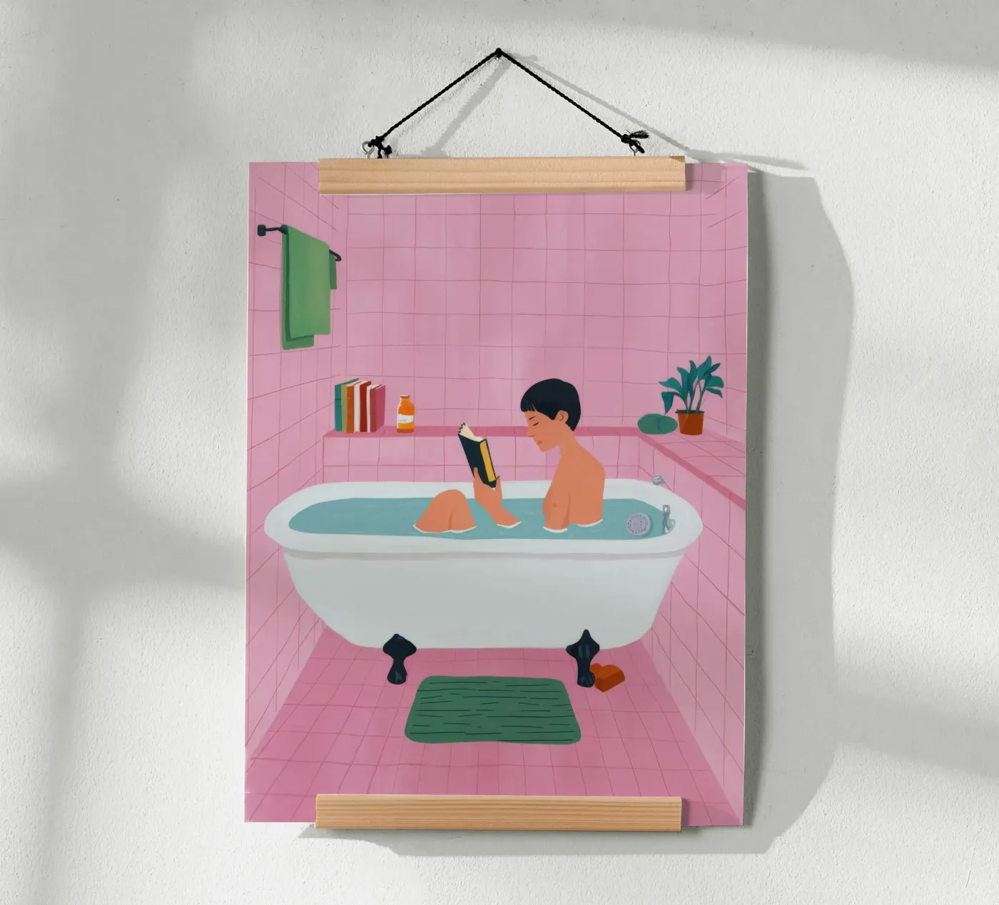 Bubble Bath Reading poster van Pan Denim