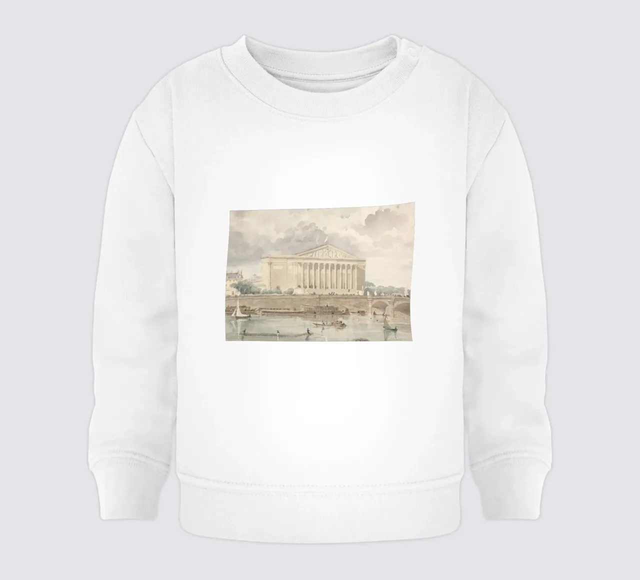 Palais Bourbon: Paris Cityscape, Vintage French Art baby sweatshirt by ClubArt