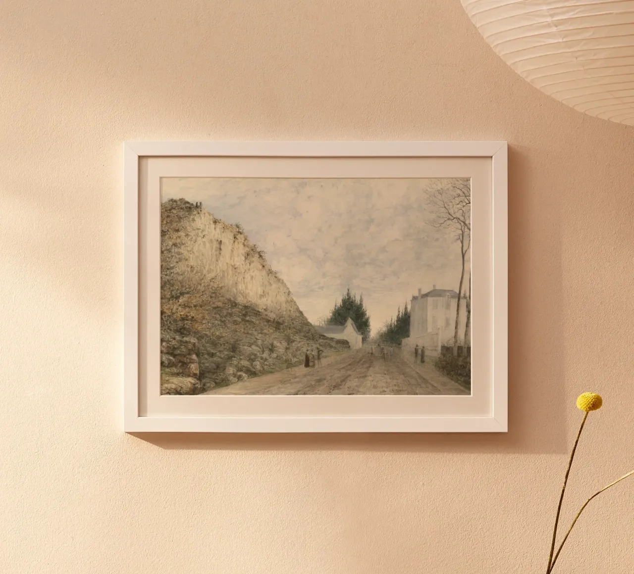 Strada di campagna francese: Villaggio di Cliffside, paesaggio d'epoca poster da ClubArt