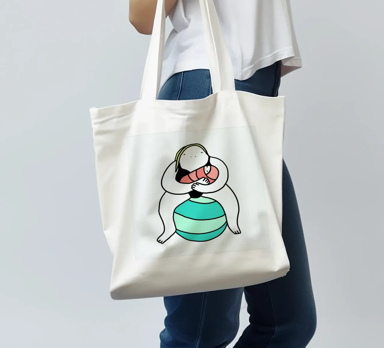 Schwitzen Print Square borsa in juta da Herzette