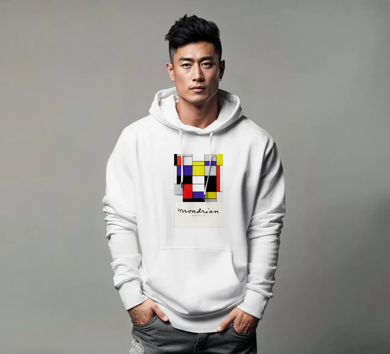Mondrian – Signed Composition 2 felpa con cappuccio da Vintage by JUNIQE