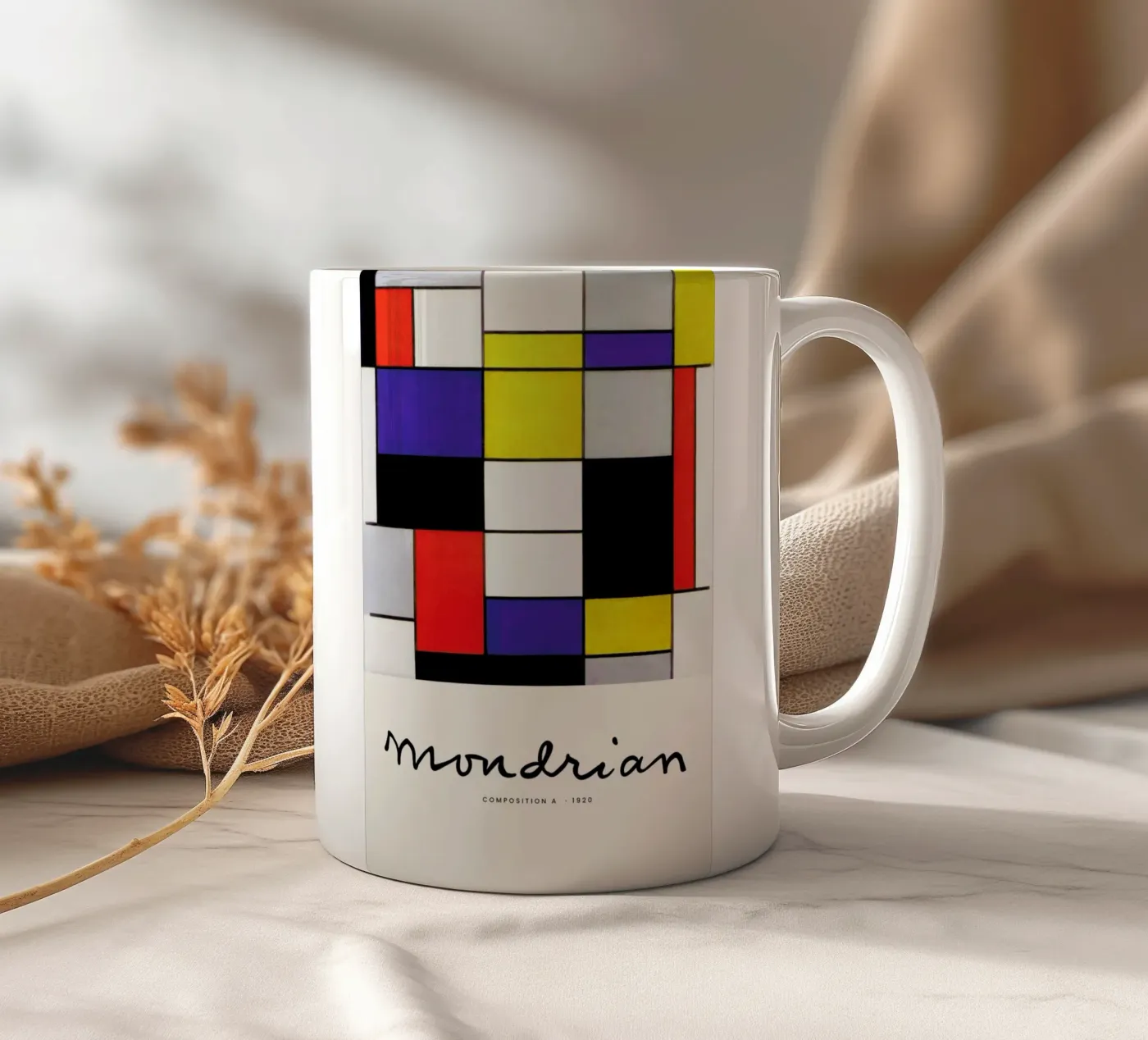 Mondrian – Signed Composition 2 ceramic mug by Vintage by JUNIQE