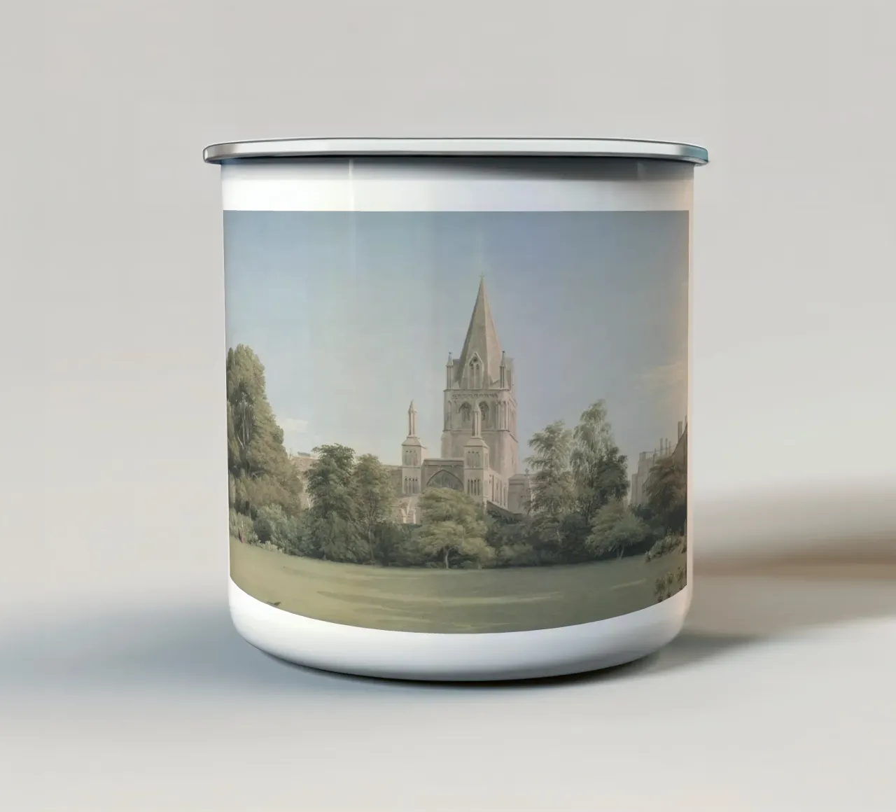 Cattedrale gotica: Collegio inglese, paesaggio storico tazza in smalto da ClubArt