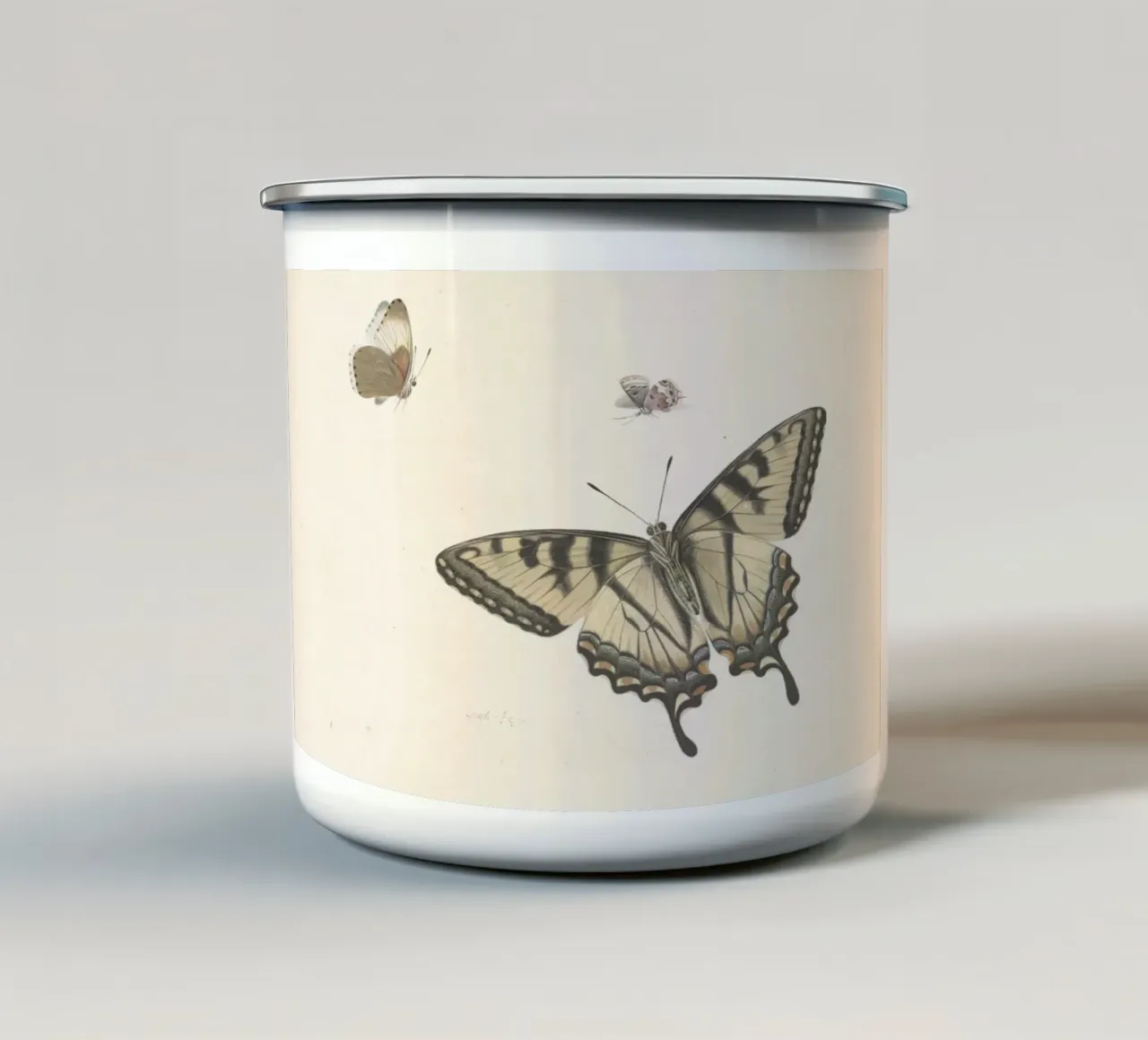 Farfalla coda di rondine: Studio naturalistico d'epoca, Botanica A tazza in smalto da ClubArt