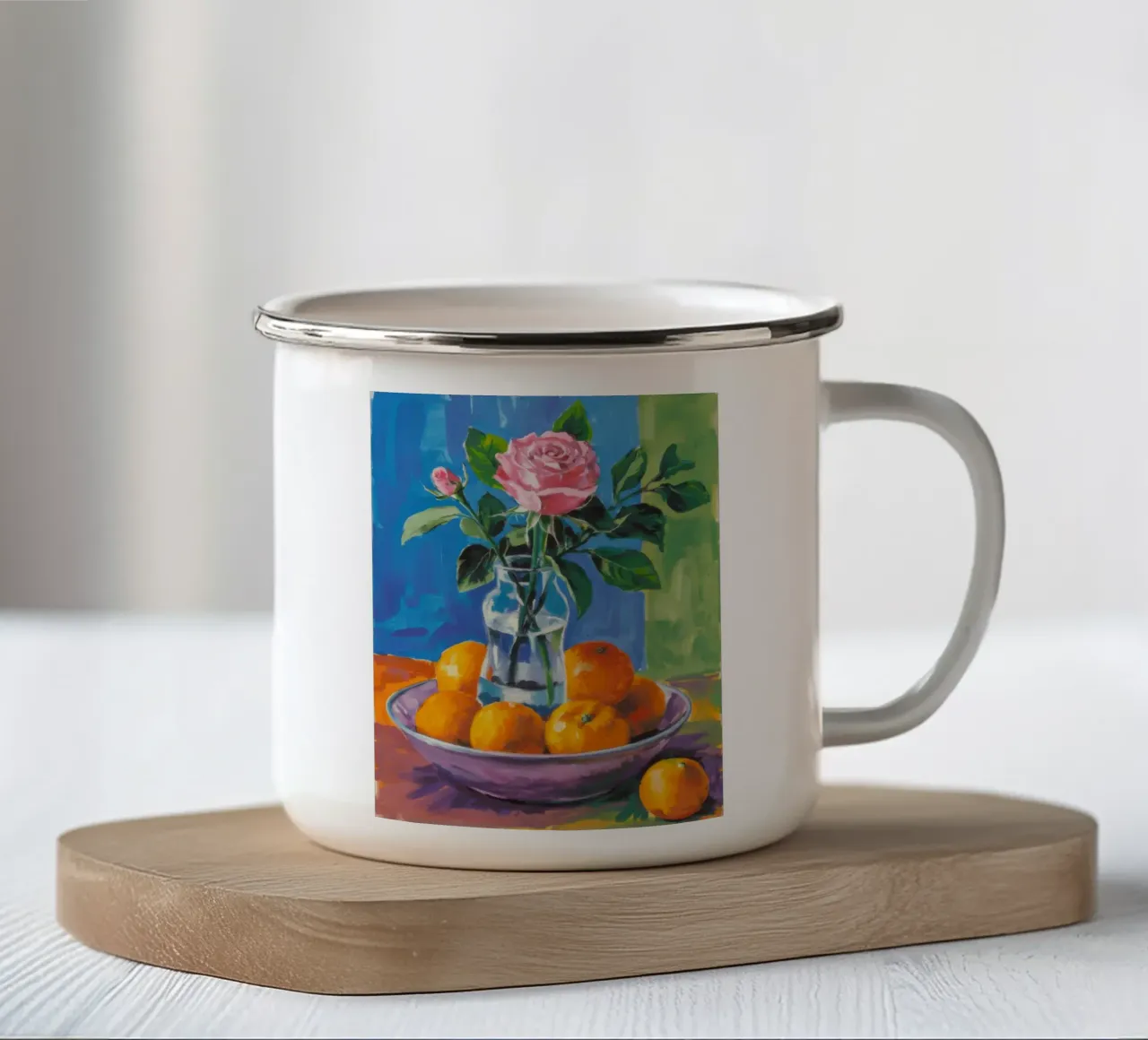 Elegia di rose e arance tazza in smalto da Dawn Light