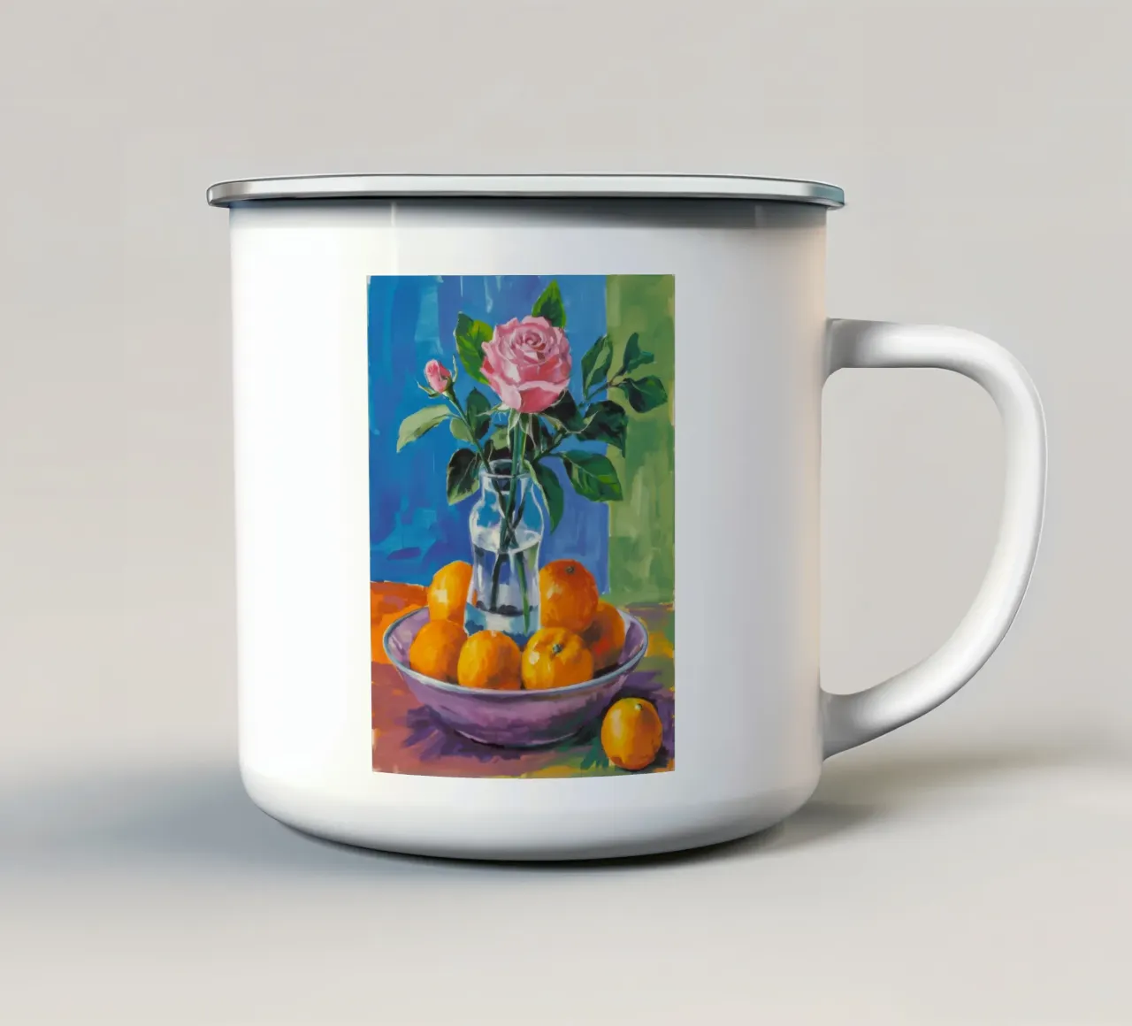 Elegia di rose e arance tazza in smalto da Dawn Light