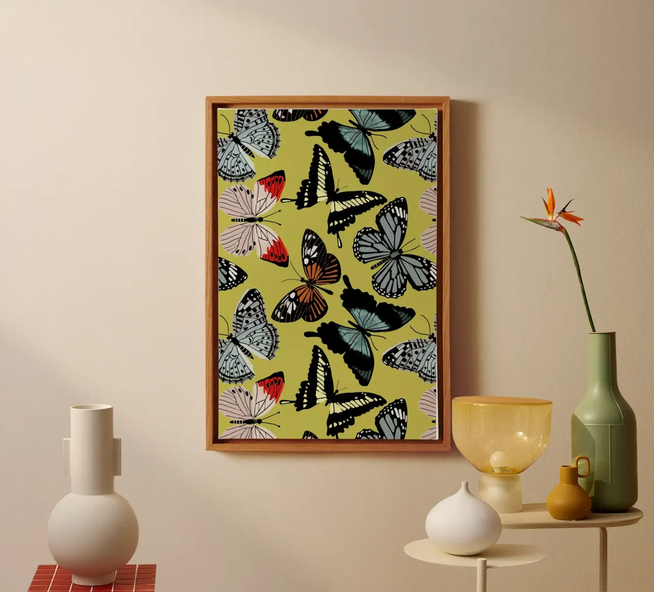 Spring Butterflies tela con Cornice a cassetta da cafelab