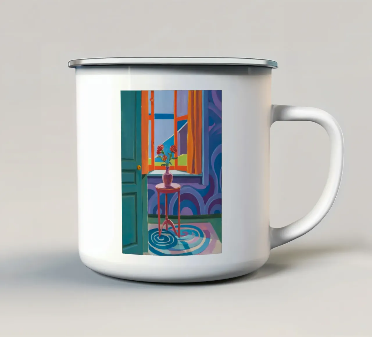 Turquoise Sea Window enamel mug by Dawn Light