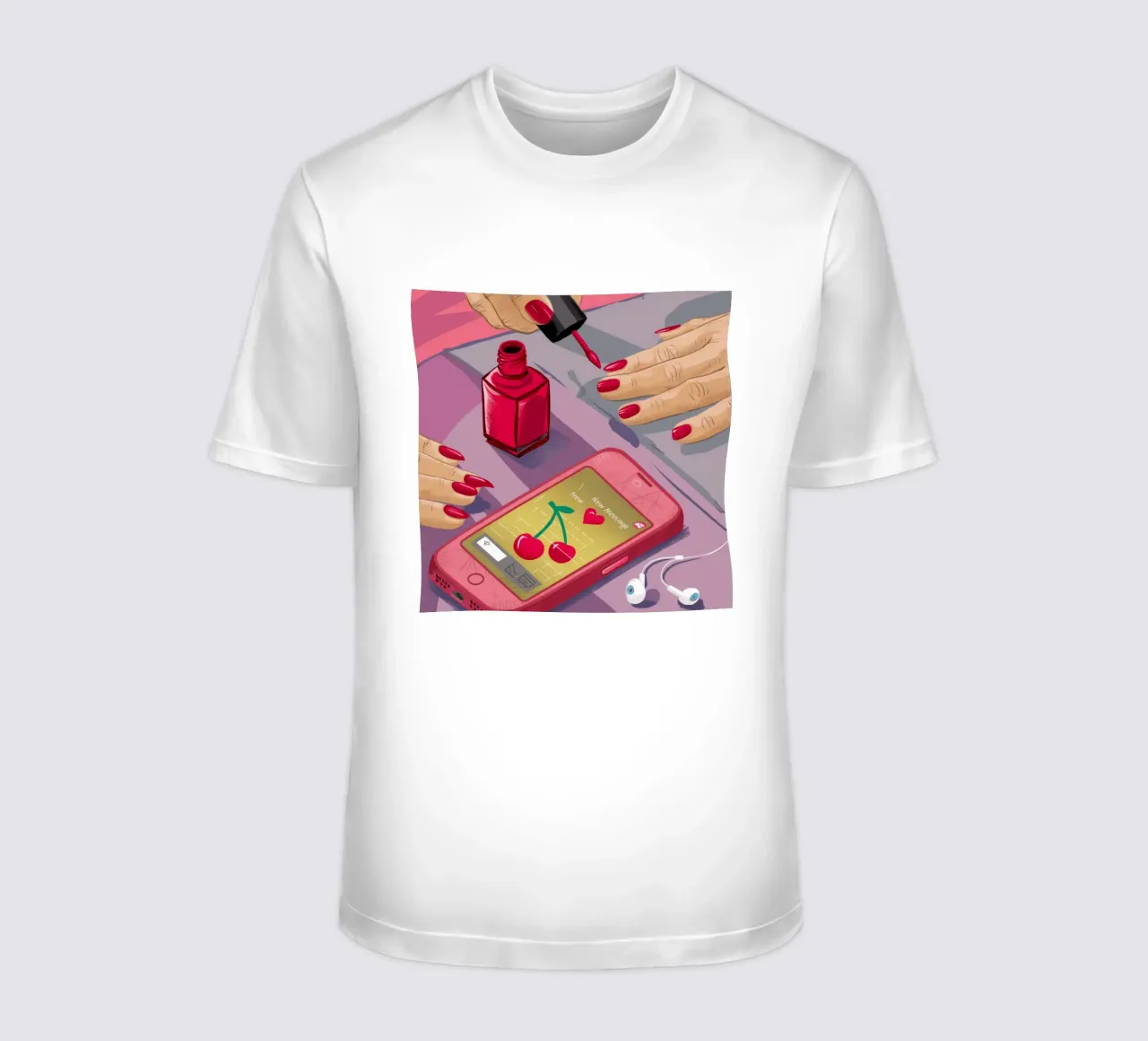 Manicure con telefono a ciliegia t-shirt da Haven Fantasy