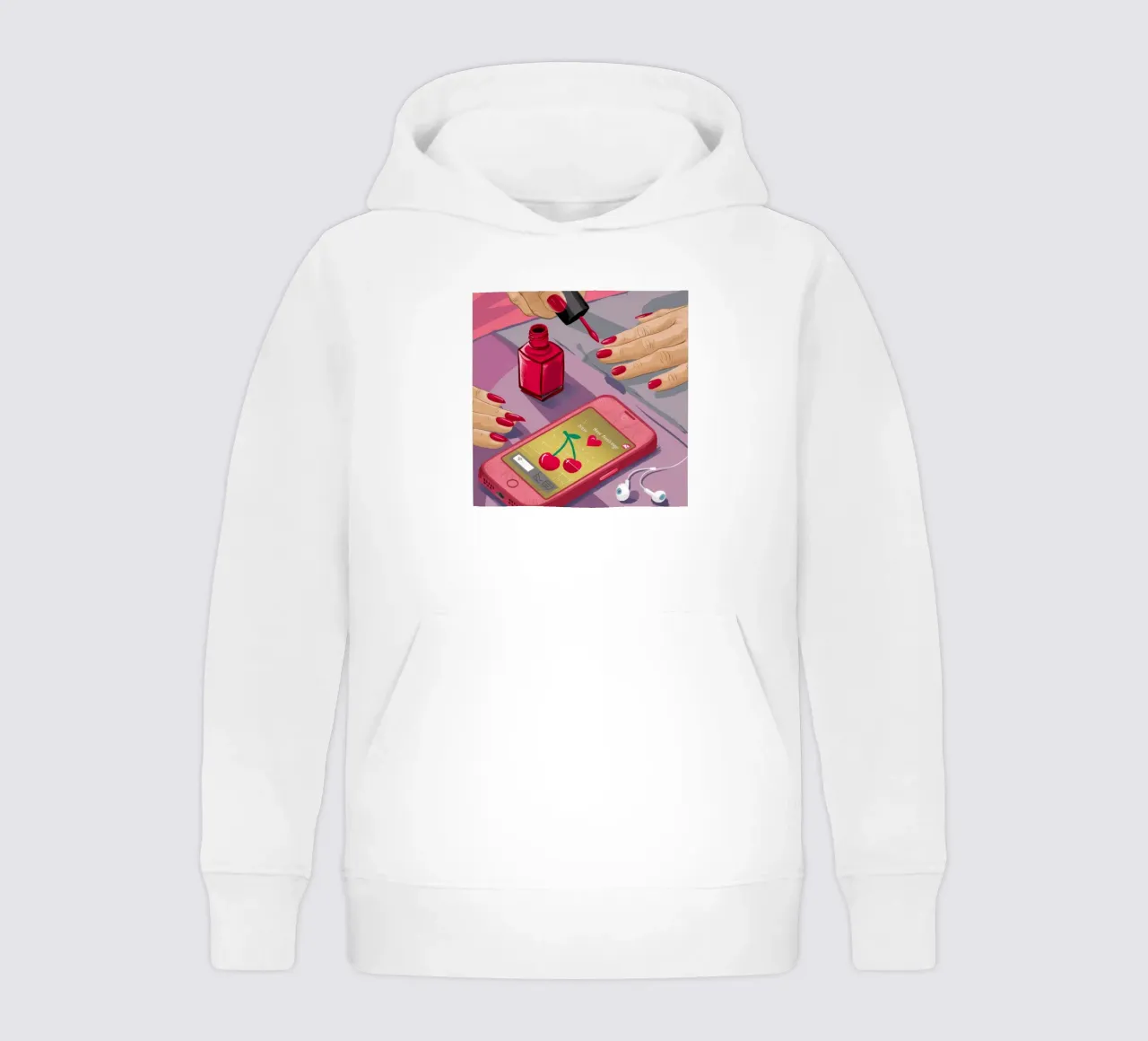 Cherry Phone Manicure kids hoodie by Haven Fantasy
