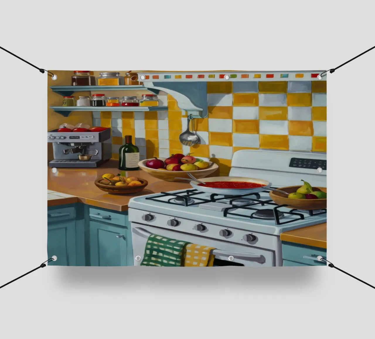 Cucina a quadri Sunny telo in pvc da Pan Denim
