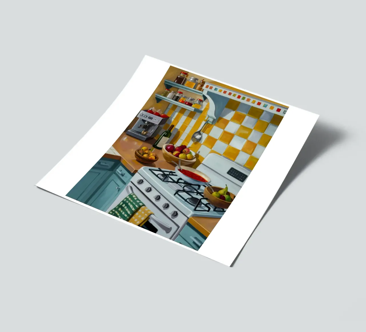 Zonnige geruite keuken stickervel van Pan Denim
