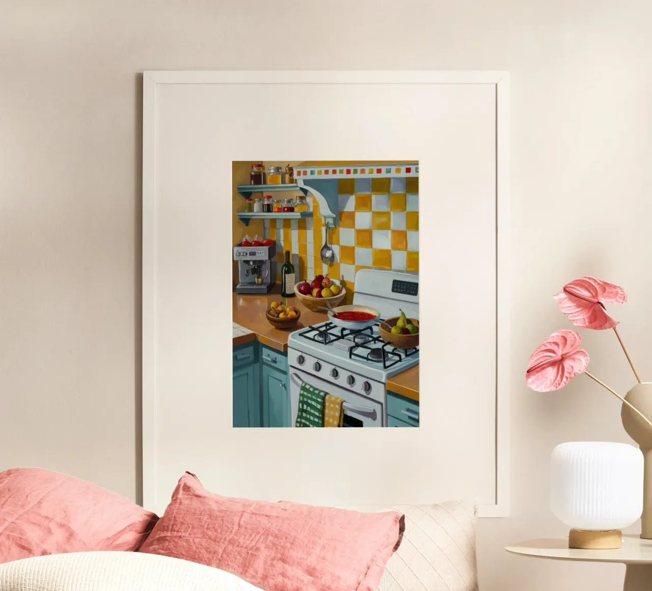 Cucina a quadri Sunny poster con telaio in legno da Pan Denim