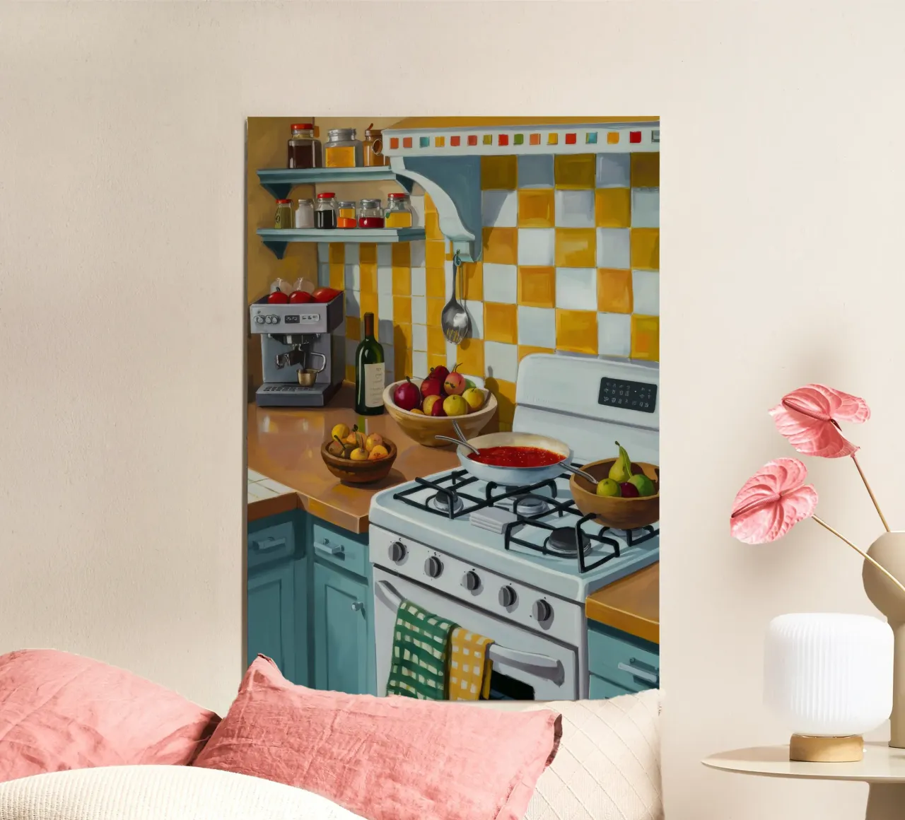 Cucina a quadri Sunny poster con telaio in legno da Pan Denim