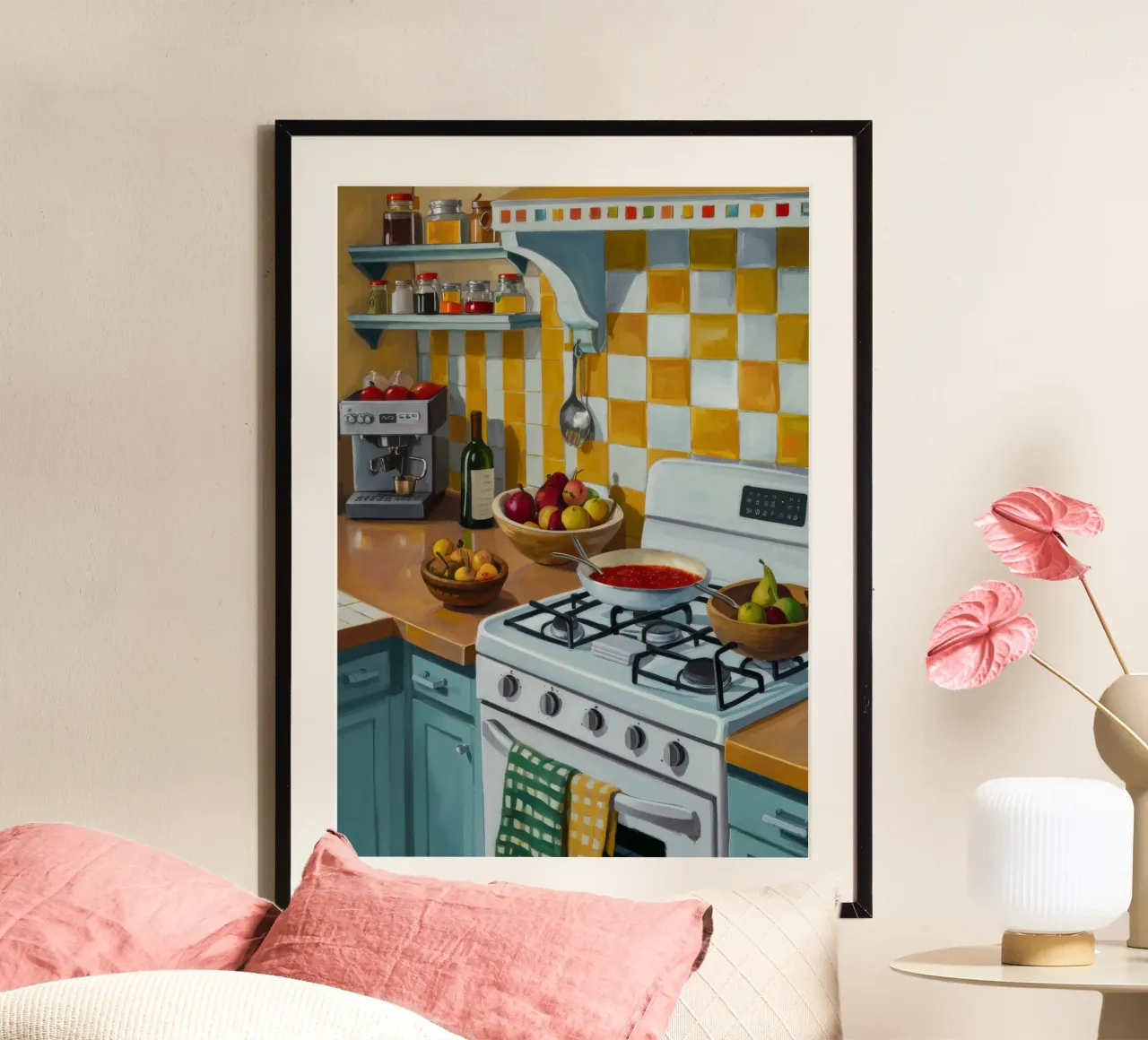 Cucina a quadri Sunny poster con telaio in legno da Pan Denim