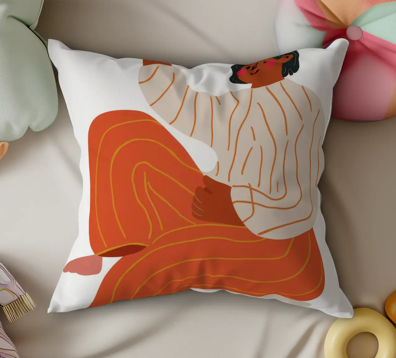 Striped Pant Contemplation decorative cushion by Haven Fantasy