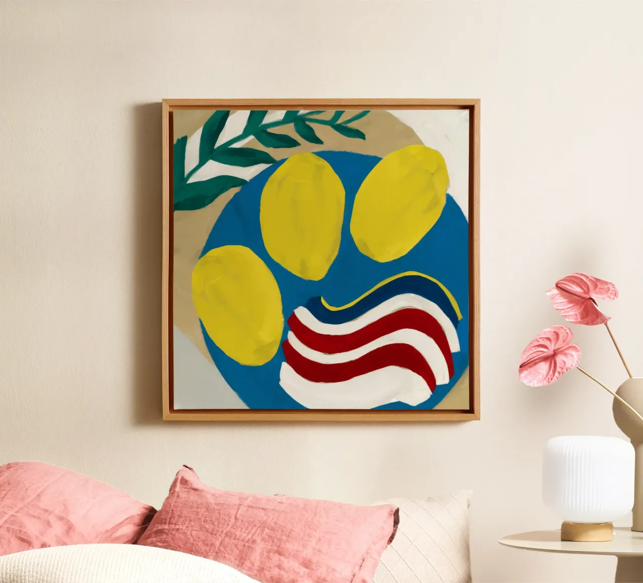 Solar Oval Abstract canvas with Floater frame by Dawn Light