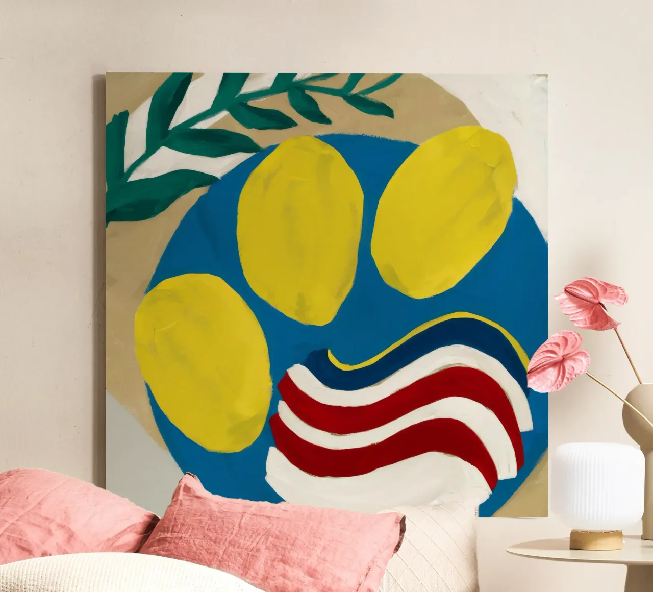 Solar Oval Abstract canvas with Floater frame by Dawn Light