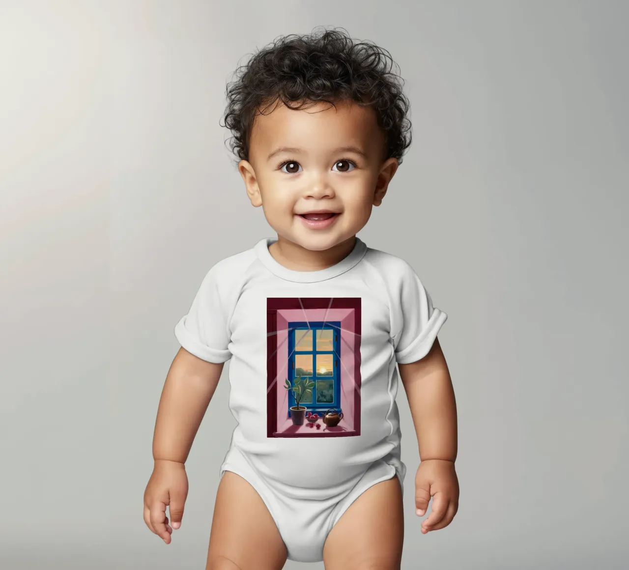 Thé de la fenêtre du coucher du soleil body bébé de Pan Denim