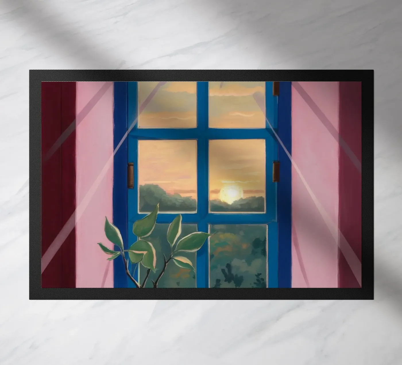 Sunset Window Tea doormat by Pan Denim