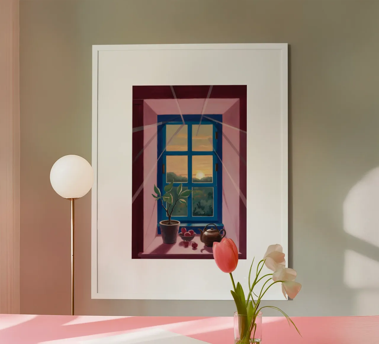 Sunset Window Tea poster van Pan Denim