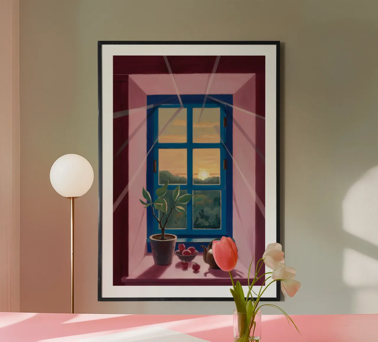 Sunset Window Tea poster van Pan Denim