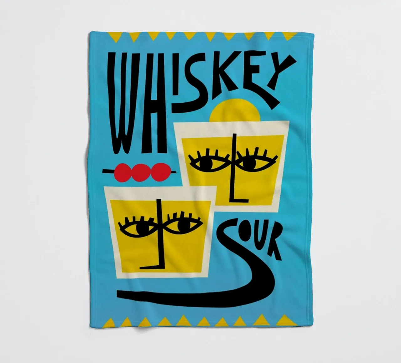 Whiskey Sour Cocktail fleece blanket by Fox & Velvet