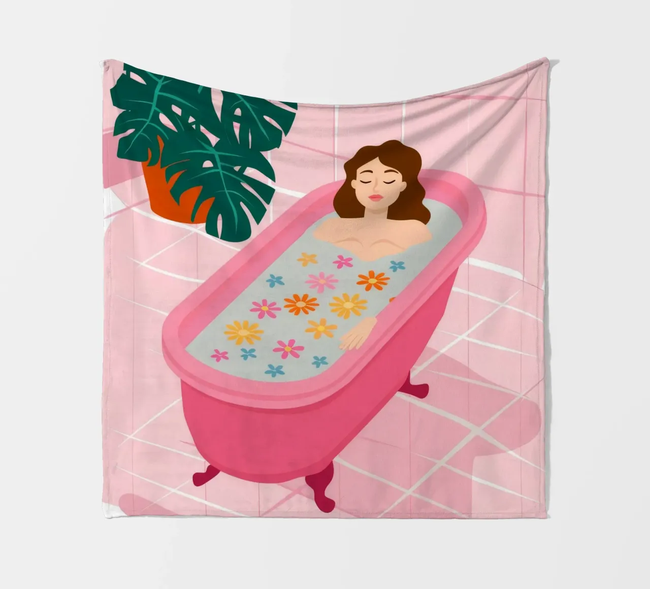 Vasca da bagno rosa Flora coperta in pile da Haven Fantasy