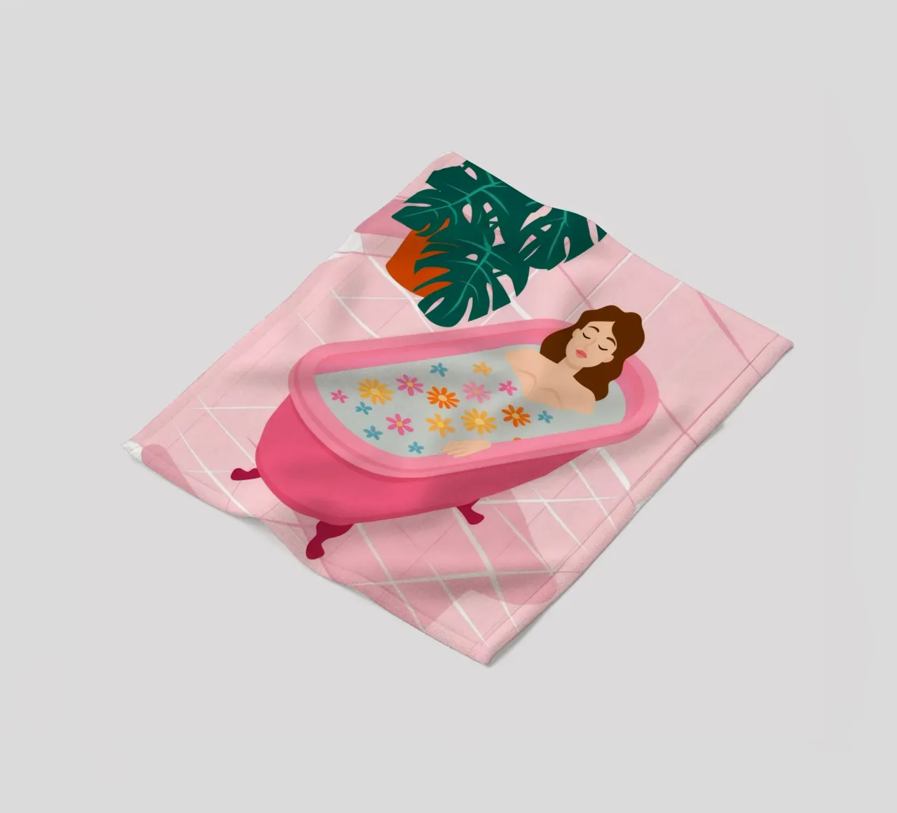 Vasca da bagno rosa Flora coperta in pile da Haven Fantasy