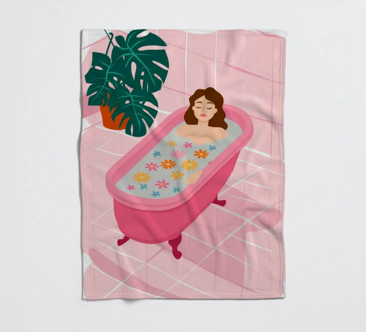 Vasca da bagno rosa Flora coperta in pile da Haven Fantasy