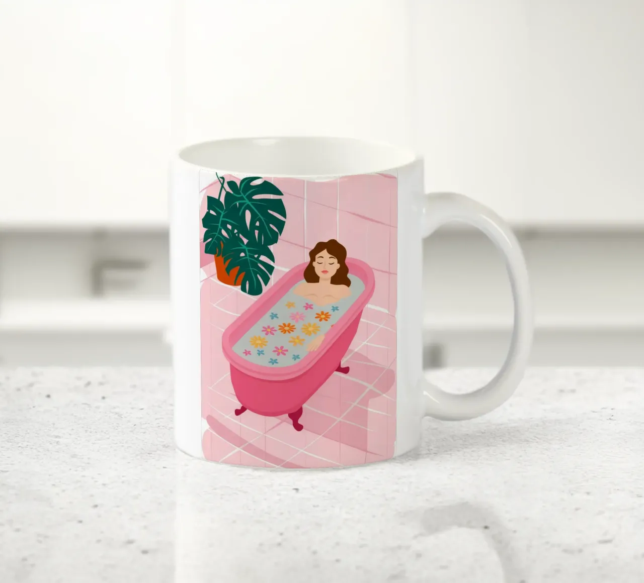 Vasca da bagno rosa Flora tazza in ceramica da Haven Fantasy
