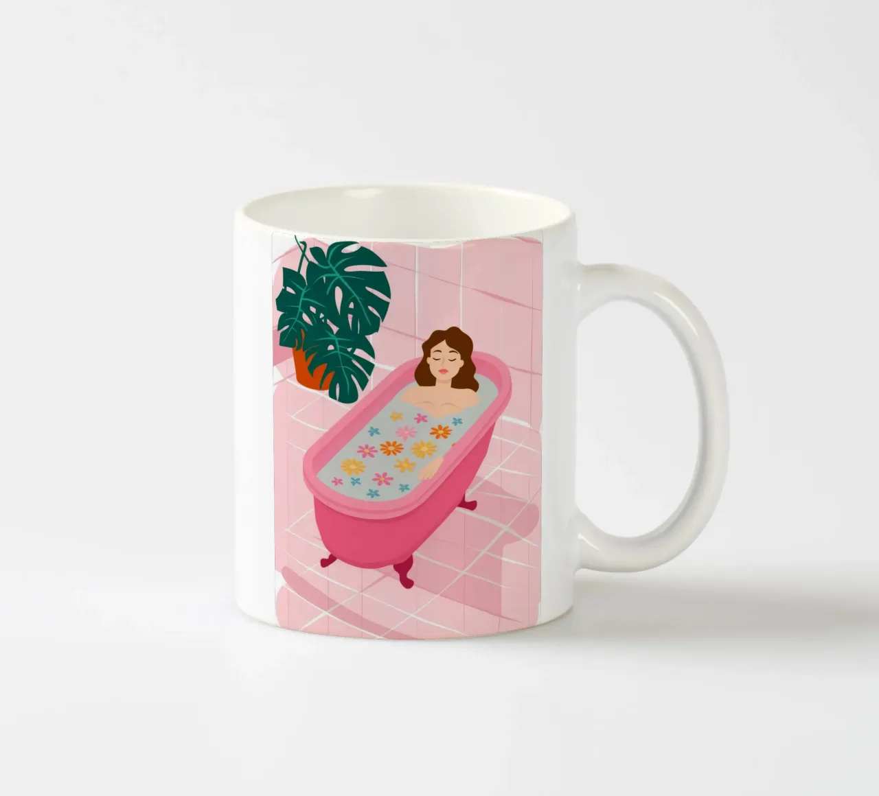 Vasca da bagno rosa Flora tazza in ceramica da Haven Fantasy