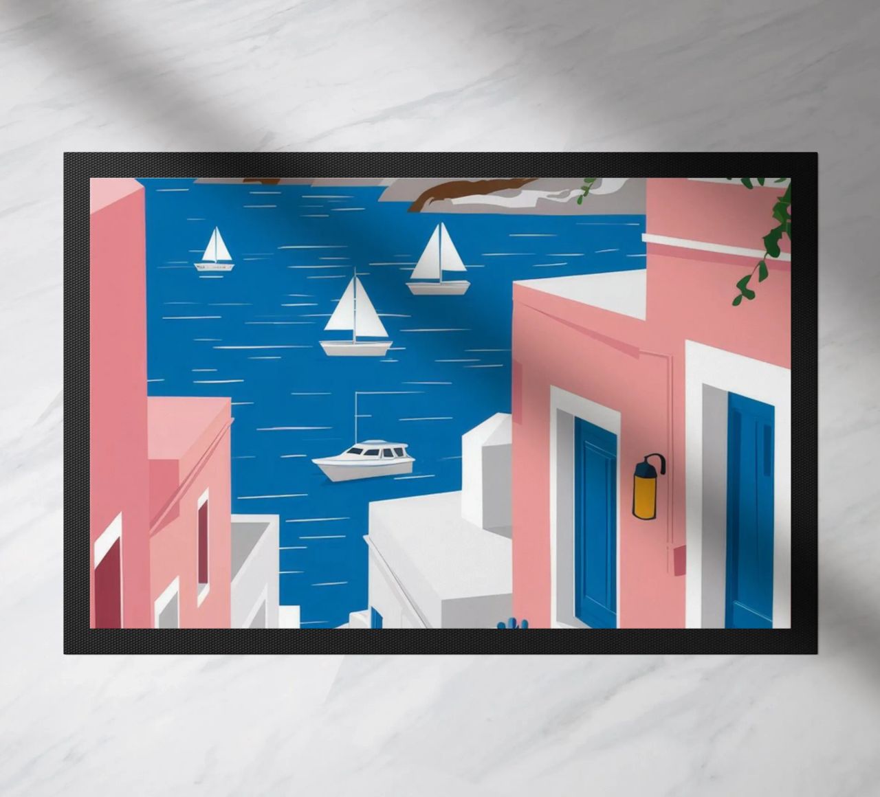 Vista sul mare di Santorini zerbino da Haven Fantasy