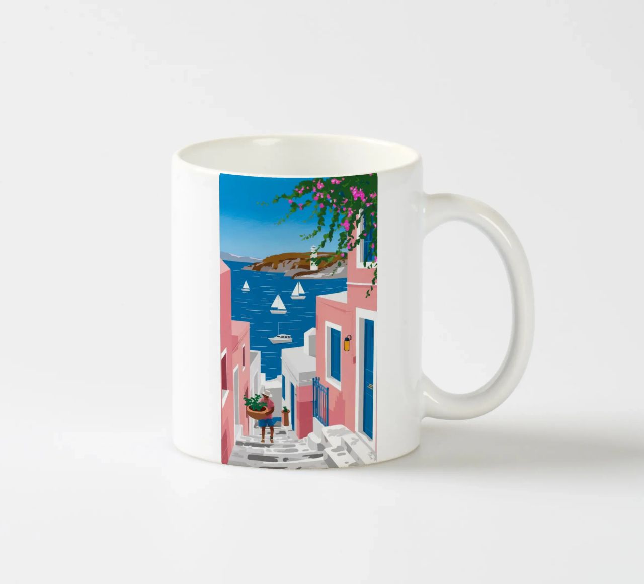Vista sul mare di Santorini tazza in ceramica da Haven Fantasy