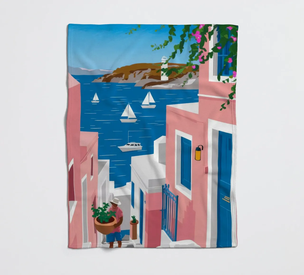 Vista sul mare di Santorini coperta in pile da Haven Fantasy