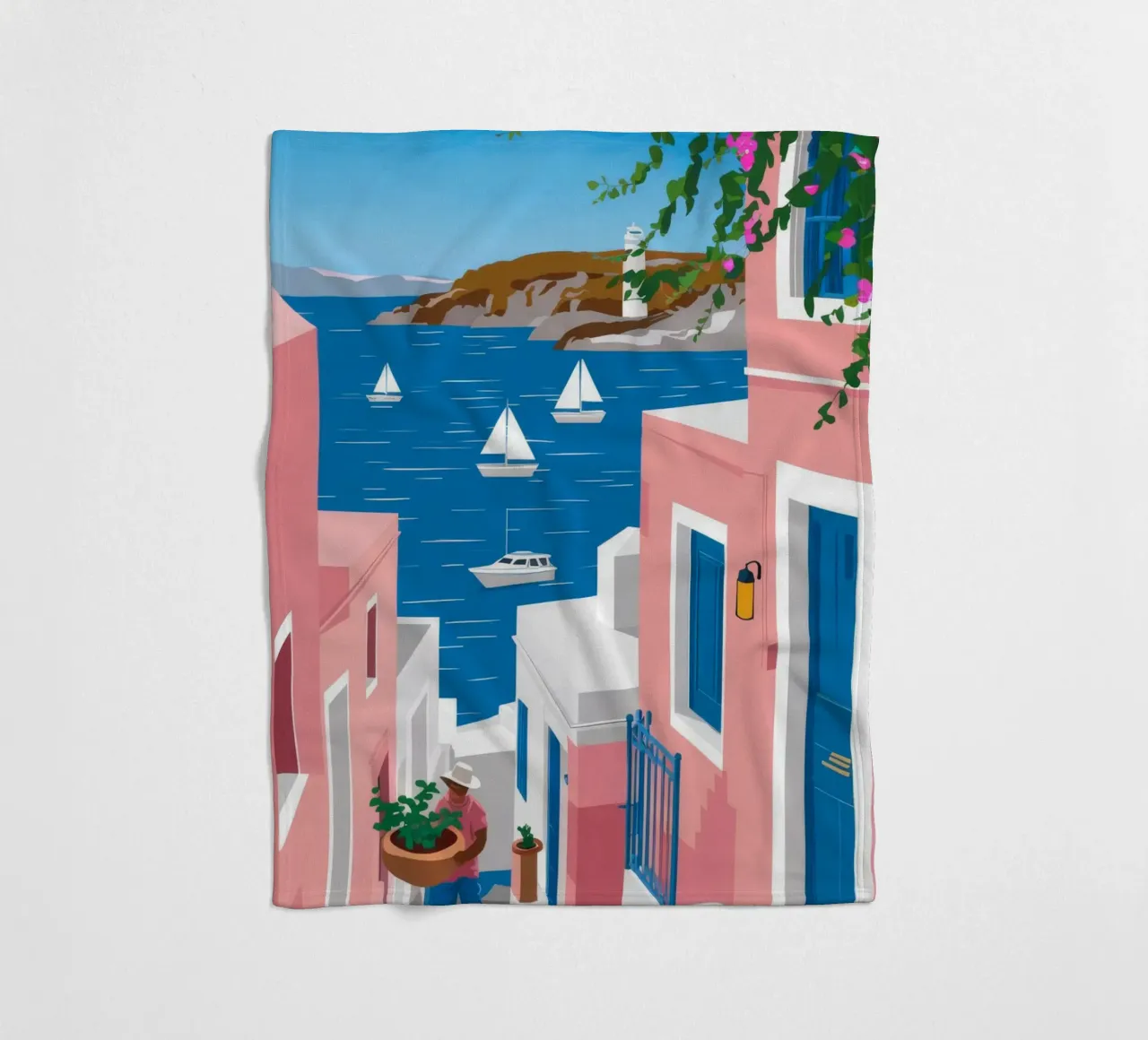Vista sul mare di Santorini coperta in pile da Haven Fantasy