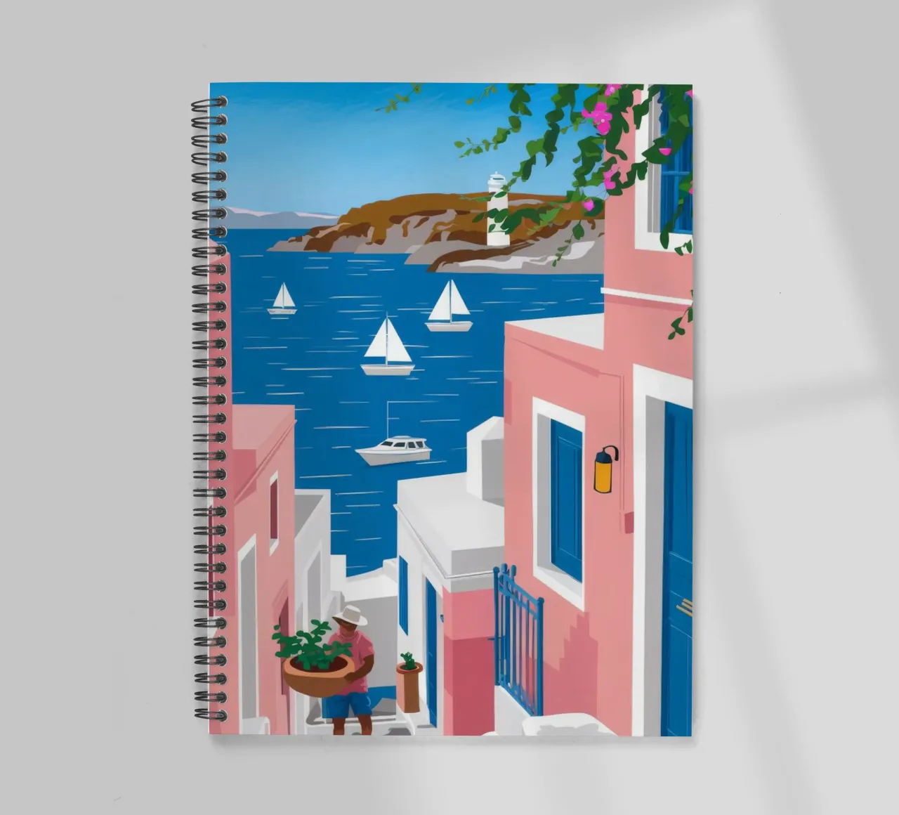 Santorini Seaside Vista spiral notebook by Haven Fantasy
