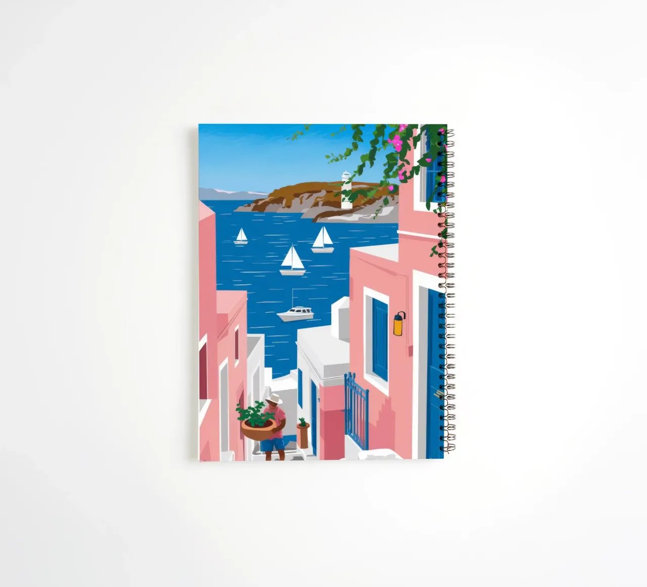 Santorini Seaside Vista spiral notebook by Haven Fantasy