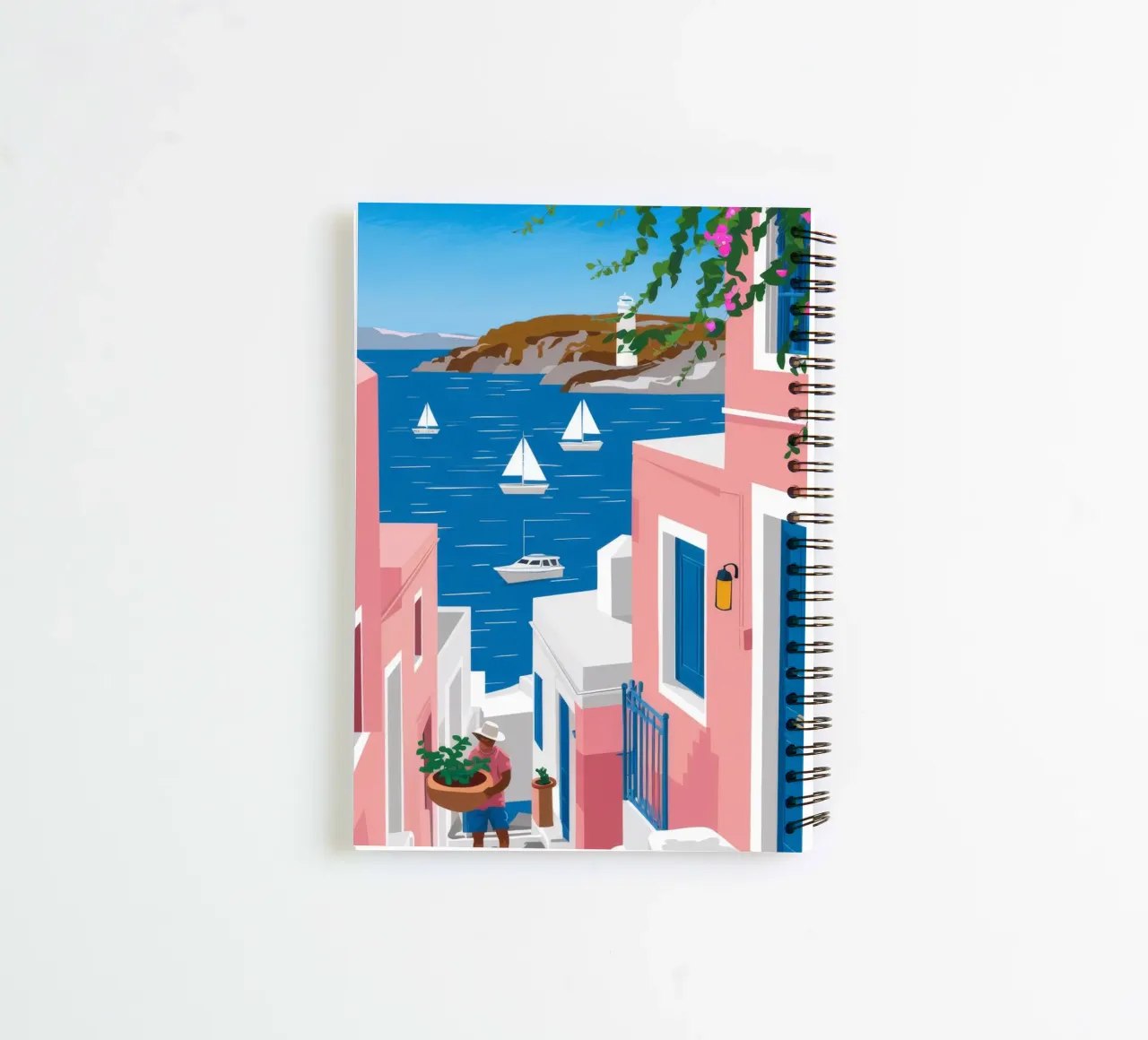 Santorini Seaside Vista spiral notebook by Haven Fantasy
