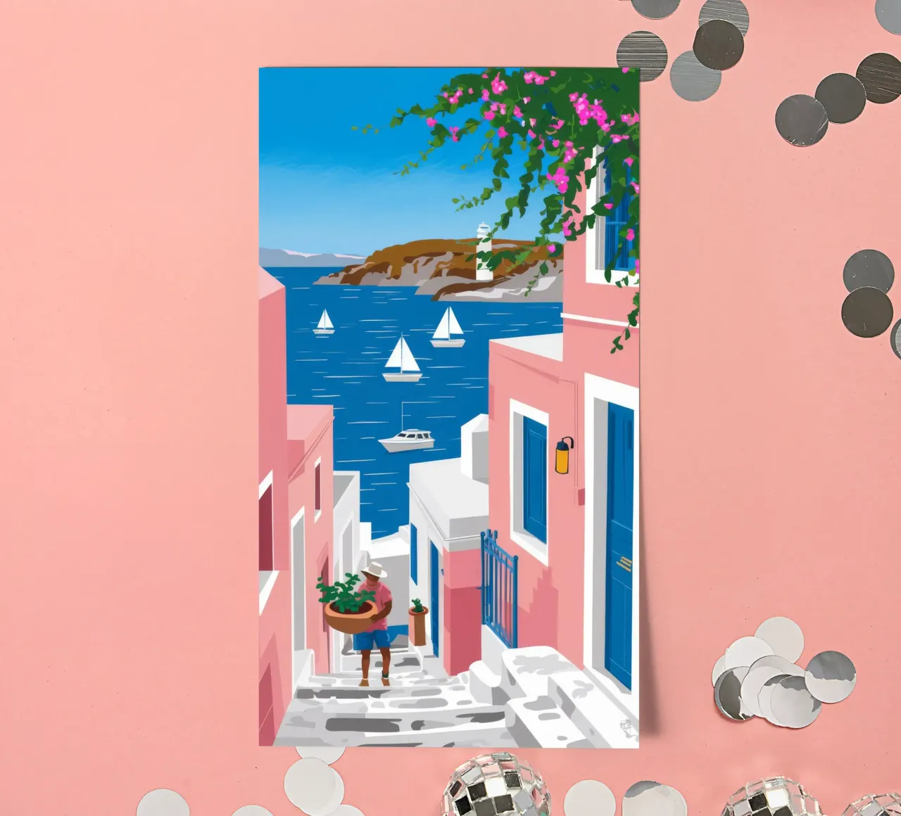 Santorini Seaside Vista Stickerbogen von Haven Fantasy