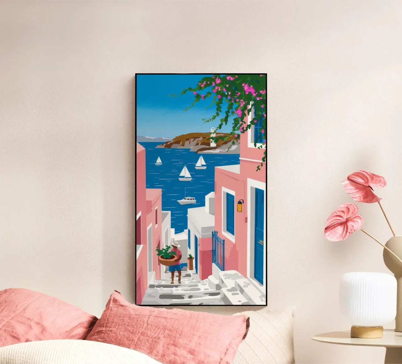 Vista sul mare di Santorini plexiglass da Haven Fantasy