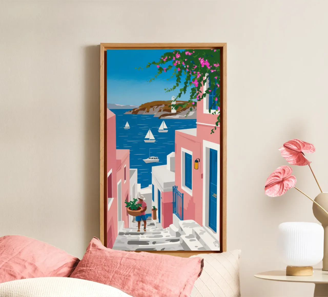 Santorini Zeezicht canvas van Haven Fantasy