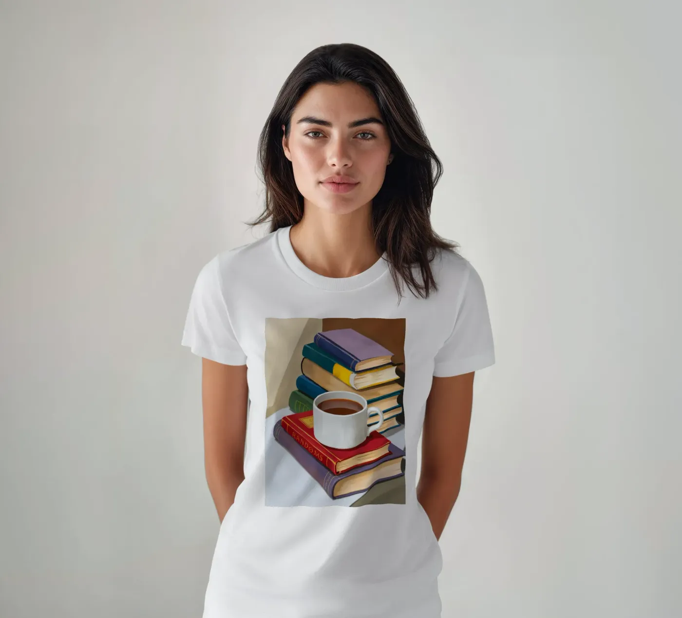 Pila di libri da caffè t-shirt da Pan Denim