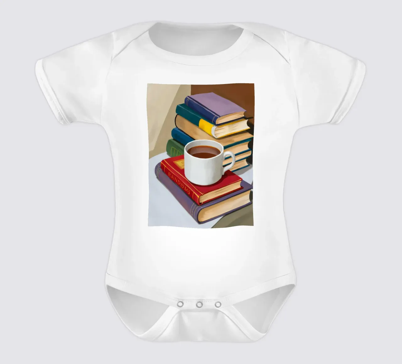 Pila di libri da caffè body neonato maniche corte da Pan Denim