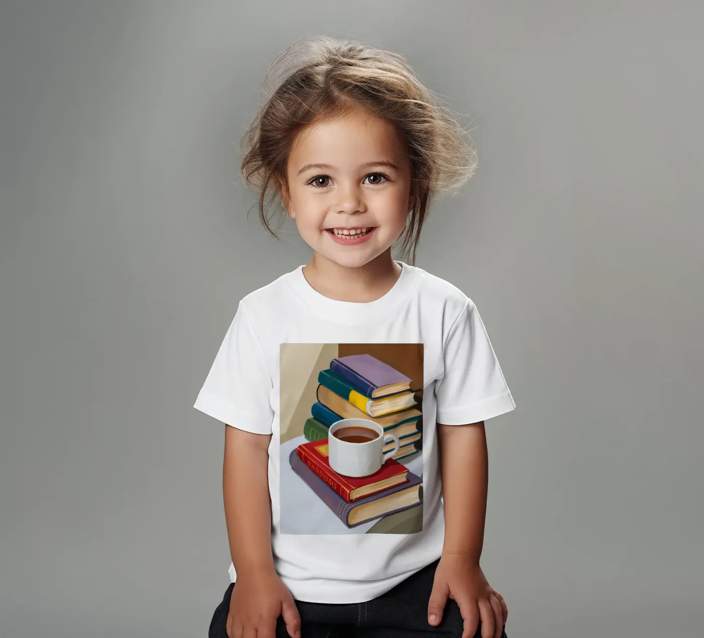 Pila di libri da caffè t-shirt bambini da Pan Denim