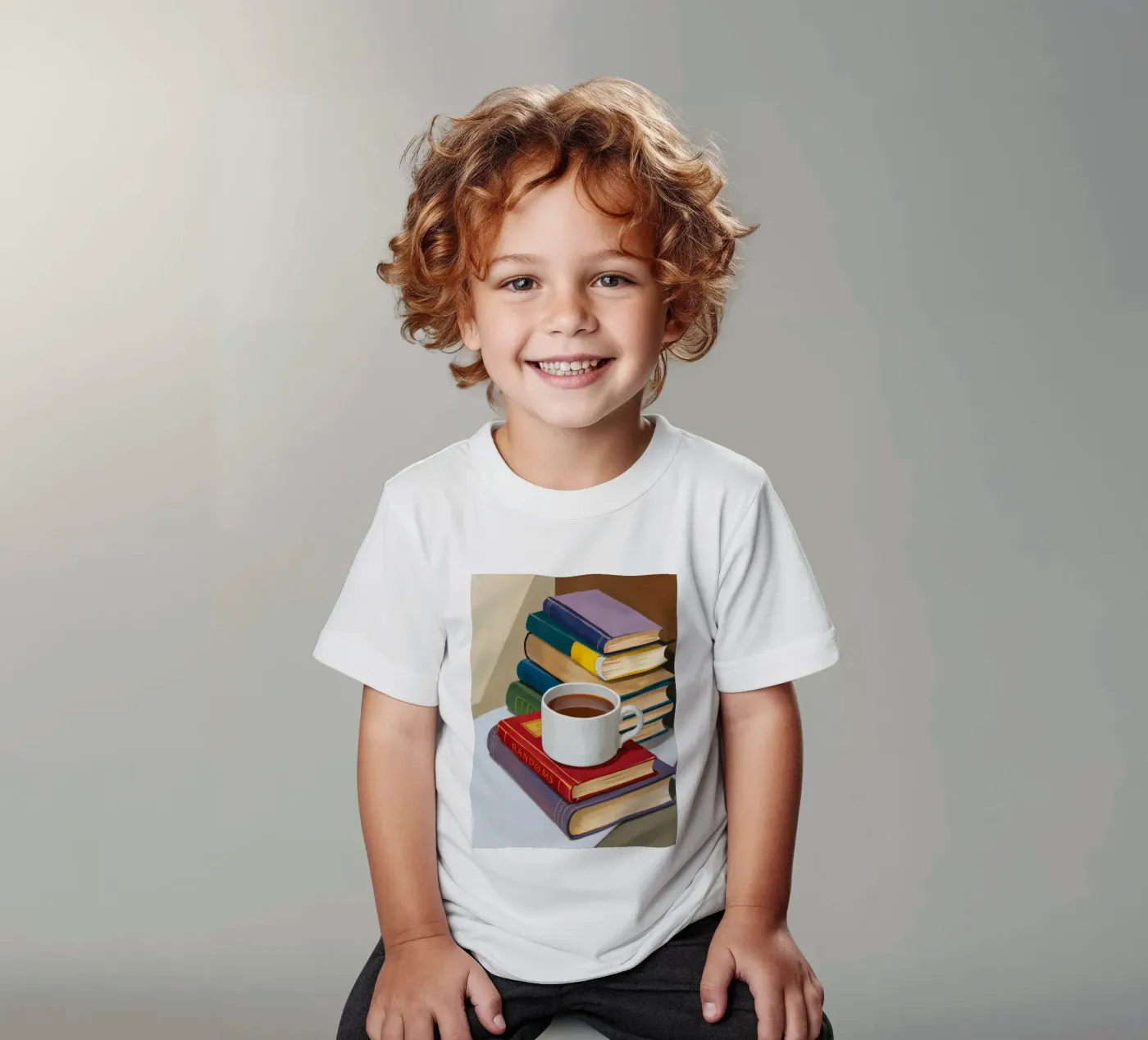 Coffee Book Stack kinder t-shirt van Pan Denim