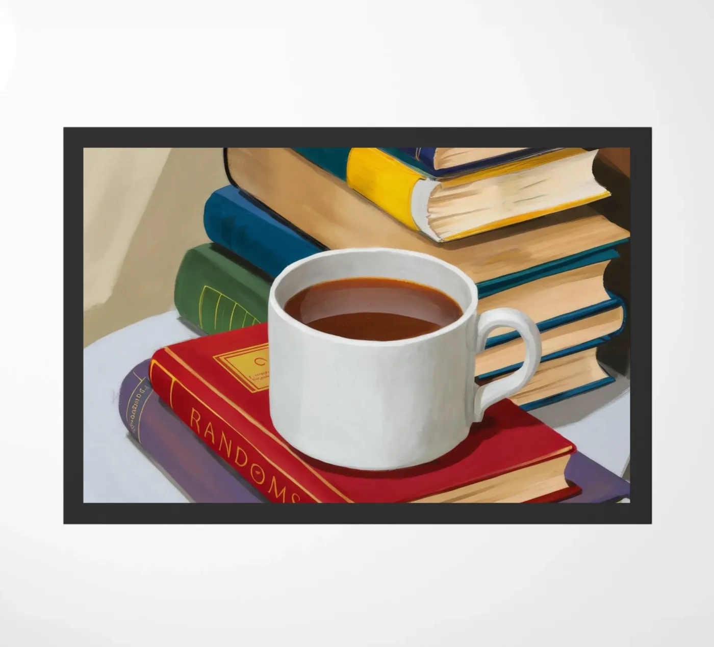 Coffee Book Stack doormat by Pan Denim