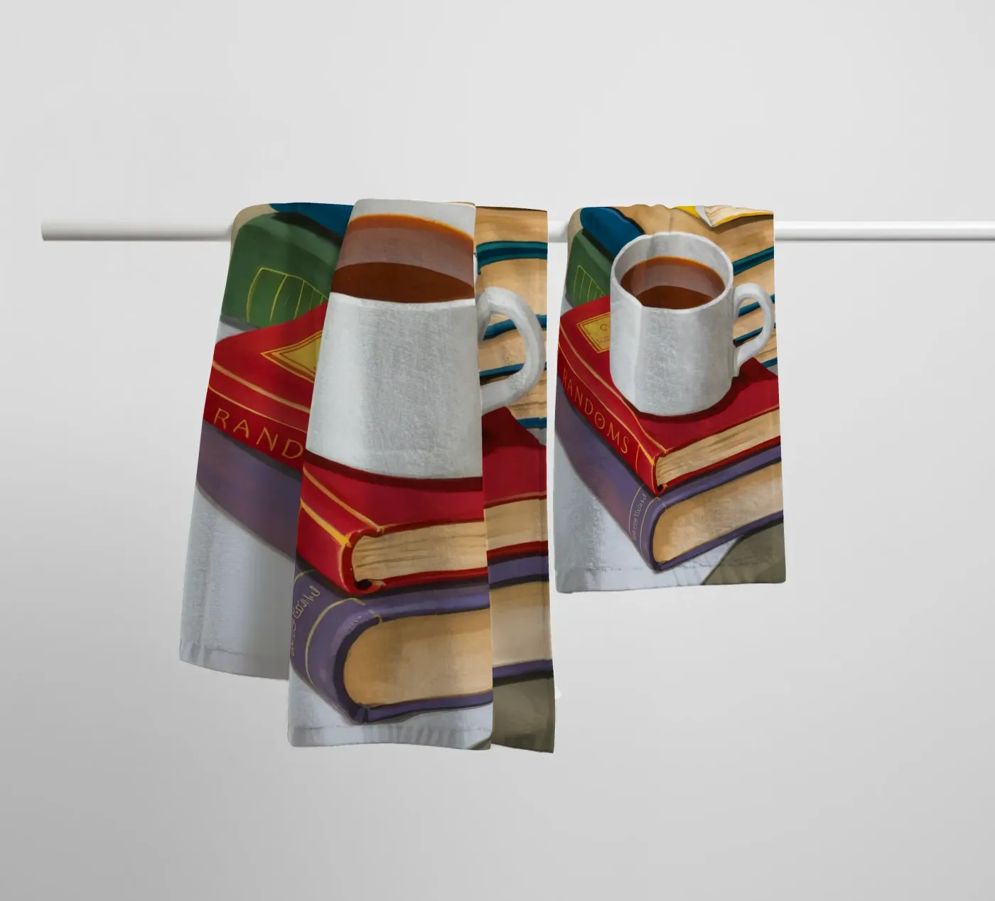 Coffee Book Stack badhanddoek van Pan Denim